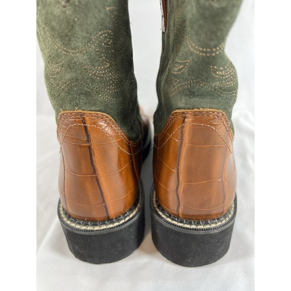 Ariat Fatbaby Cowboy Women's sz 9.5 Western Cowboy Brown Green Leather Boots~EUC - Picture 12 of 16